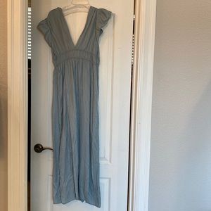Teal V neck dress